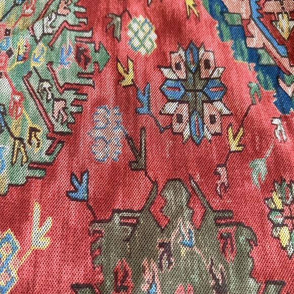 CHAPS | Faux Wrap Neckline, Double Knit Mesh Southwestern Print Blouse, NWT - Picture 3 of 6